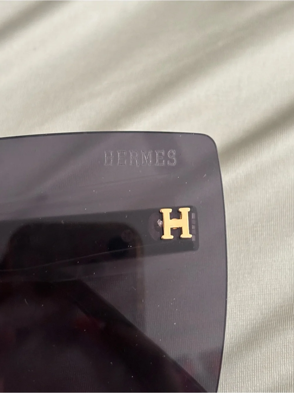 Hermès Women’s Oversized Shield Sunglasses in Black with Gold H Details